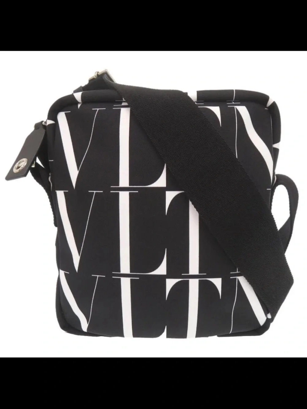 Valentino Garavani Black and White Logo Messenger Bag